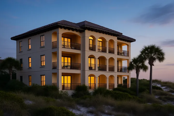 Illustrative Crystal Beach Destin Florida boutique condominium